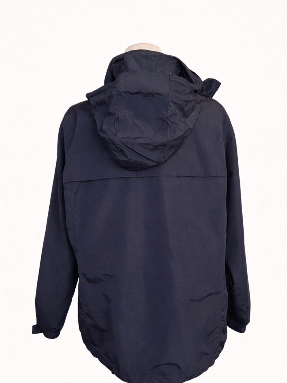Lands’ End Navy Windbreaker Jacket Hooded Zip Medium 10-12 - Picture 5 of 10